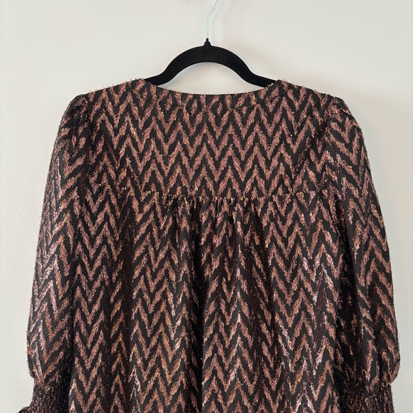 Pomander Place Metallic Ikat Kenzo Dress Mini Flutter Smocked Ruffle Tuckernuck - Picture 6 of 7